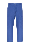 Zilli Men's blue linen trousers - contrasting bet on pocket. 100% linen. Closure: button, zipper. two side, two back pockets. Country of manufacture: Italy. Care: specialized cleaning - photo 1