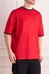 Zilli Red cotton T-shirt for men - contrast edging. 100% cotton. Country of manufacture: Italy. Care: specialized cleaning - photo 3