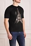 Zilli Black cotton T-shirt for men - fantasy pattern. 100% cotton. Country of manufacture: Italy. Care: specialized cleaning - photo 3