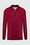 Zilli Long sleeve polo in silk and cashmere red for men - Embossed pattern. Long sleeve. 60% cashmere, 40% silk. Closure: Zipper. Country of manufacture: Italy. Care: specialized cleaning - photo 1