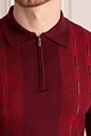 Zilli Long sleeve polo in silk and cashmere red for men - Embossed pattern. Long sleeve. 60% cashmere, 40% silk. Closure: Zipper. Country of manufacture: Italy. Care: specialized cleaning - photo 5