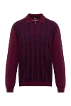 Zilli Men's long sleeve silk and cashmere polo, burgundy - Embossed pattern. Long sleeve. 60% cashmere, 40% silk. Closure: Zipper. Country of manufacture: Italy. Care: specialized cleaning - photo 1