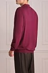 Men's long sleeve silk and cashmere polo, burgundy Zilli - Embossed pattern. Long sleeve. 60% cashmere, 40% silk. Closure: Zipper. Country of manufacture: Italy. Care: specialized cleaning - photo 4