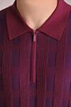 Zilli Men's long sleeve silk and cashmere polo, burgundy - Embossed pattern. Long sleeve. 60% cashmere, 40% silk. Closure: Zipper. Country of manufacture: Italy. Care: specialized cleaning - photo 5