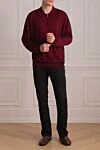 Long sleeve polo in silk and cashmere burgundy for men Zilli - Long sleeve. 60% cashmere, 40% silk. Closure: Zipper. Country of manufacture: Italy. Care: specialized cleaning - photo 2