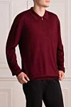 Zilli Long sleeve polo in silk and cashmere burgundy for men - Long sleeve. 60% cashmere, 40% silk. Closure: Zipper. Country of manufacture: Italy. Care: specialized cleaning - photo 3