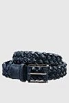 Cesare di Napoli Crocodile leather belt blue for men - Braided leather. 100% crocodile skin. Size: Width 3.5cm. Buckle. Country of manufacture: Italy. Care: specialized cleaning - photo 1