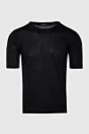 Cesare di Napoli Short sleeve jumper in silk and cotton black for men - Short sleeve. 55% silk, 45% cotton. Country of manufacture: Italy. Care: specialized cleaning - photo 1