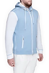 Кофта спортивная из хлопка голубая мужская Stefano Ricci - контрастные рукава. капюшон. 100% хлопок. молния. два боковых кармана. Страна производитель: Италия. Уход: специализированная чистка - фото 2
