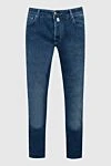 Jacob Cohen Cotton and polyester jeans blue for men - logo, contrast stitching, worn effect. 77% cotton, 20% polyester, 3% elastane. Closure: button, zipper. Three side pockets, two back pockets. Country of origin: Italy. Care: specialized cleaning - photo 1