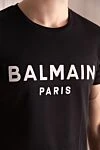 Balmain Футболка из хлопка черная мужская - принт логотипа. 100% хлопок. Страна производитель: Франция. Уход: специализированная чистка - фото 5