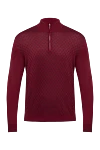 Cesare di Napoli Long sleeve polo in silk and cashmere burgundy for men - Long sleeve. 90% cashmere, 10% silk. Closure: Zipper. Country of origin: Italy. Care: specialized cleaning - photo 1