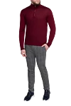 Long sleeve polo in silk and cashmere burgundy for men Cesare di Napoli - Long sleeve. 90% cashmere, 10% silk. Closure: Zipper. Country of origin: Italy. Care: specialized cleaning - photo 2