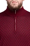 Cesare di Napoli Long sleeve polo in silk and cashmere burgundy for men - Long sleeve. 90% cashmere, 10% silk. Closure: Zipper. Country of origin: Italy. Care: specialized cleaning - photo 5