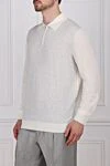 Cesare di Napoli Long Sleeve Polo in Silk and Cashmere white for men - Long sleeve. 90% cashmere, 10% silk. Closure: Zipper. Country of manufacture: Italy. Care: specialized cleaning - photo 3