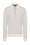 Cesare di Napoli Long Sleeve Polo in Silk and Cashmere white for men - Contrasting cuffs and collar. Long sleeve. 65% cashmere, 35% silk. Closure: Zipper. Country of manufacture: Italy. Care: specialized cleaning - photo 1