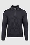 Cesare di Napoli Long Sleeve Polo in Silk and Cashmere black for men - Long sleeve. 70% cashmere, 30% silk. Closure: Zipper. Country of manufacture: Italy. Care: specialized cleaning - photo 1