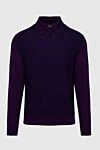 Cesare di Napoli Long Sleeve Polo in Silk and Cashmere Violet for men - Long sleeve. 70% cashmere, 30% silk. Closure: Buttons. Country of manufacture: Italy. Care: specialized cleaning - photo 1