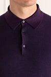 Cesare di Napoli Long Sleeve Polo in Silk and Cashmere Violet for men - Long sleeve. 70% cashmere, 30% silk. Closure: Buttons. Country of manufacture: Italy. Care: specialized cleaning - photo 5