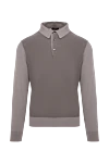 Cesare di Napoli Long Sleeve Polo in Silk and Cashmere Gray for men - Combination of two shades. Long sleeve. 70% cashmere, 30% silk. Buttons. Country of manufacture: Italy. Care: specialized cleaning - photo 1