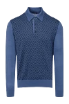 Cesare di Napoli Silk and cashmere long sleeve polo blue for men - Textured pattern, a combination of two shades. Long sleeve. 70% cashmere, 30% silk. Buttons. Country of manufacture: Italy. Care: specialized cleaning - photo 1