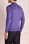 Men's long sleeve silk and cashmere polo shirt purple Cesare di Napoli - Textured pattern, a combination of two shades. Long sleeve. 70% cashmere, 30% silk. Zipper. Country of manufacture: Italy. Care: specialized cleaning - photo 4