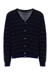 Zilli Men's cardigan made of linen, silk and cashmere blue - Stripe pattern. 60% linen, 30% silk, 10% cashmere. Closure: Buttons. Country of manufacture: Italy. Care: specialized cleaning - photo 1