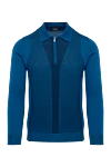 Zilli Long Sleeve Polo in Silk and Cashmere blue for men - Contrasting front panel, embroidered brand logo. Long sleeve. 60% cashmere, 40% silk. Closure: Zipper. Country of manufacture: Italy. Care: specialized cleaning - photo 1