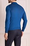 Long Sleeve Polo in Silk and Cashmere blue for men Zilli - Contrasting front panel, embroidered brand logo. Long sleeve. 60% cashmere, 40% silk. Closure: Zipper. Country of manufacture: Italy. Care: specialized cleaning - photo 4