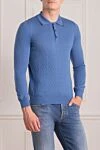 Zilli Silk and cashmere long sleeve polo blue for men - Textured pattern. Long sleeve. 70% cashmere, 30% silk. Buttons. Country of manufacture: Italy. Care: specialized cleaning - photo 3