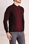 Zilli Long sleeve polo in silk and cashmere burgundy for men - Embossed pattern. Long sleeve. 60% cashmere, 40% silk. Closure: Zipper. Country of manufacture: Italy. Care: specialized cleaning - photo 3