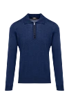 Zilli Long Sleeve Polo in Silk and Cashmere blue for men - Textured pattern. Long sleeve. 70% cashmere, 30% silk. Zipper. Country of manufacture: Italy. Care: specialized cleaning - photo 1