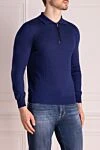 Zilli Long Sleeve Polo in Silk and Cashmere blue for men - Textured pattern. Long sleeve. 70% cashmere, 30% silk. Zipper. Country of manufacture: Italy. Care: specialized cleaning - photo 3