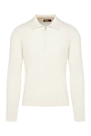 Zilli Long Sleeve Polo in Silk and Cashmere white for men - Embossed pattern. Long sleeve. 70% cashmere, 30% silk. Zipper. Country of manufacture: Italy. Care: specialized cleaning - photo 1