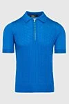 Zilli Silk polo blue for men - Embossed pattern. 100% silk. Closure: Zipper. Country of manufacture: Italy. Care: specialized cleaning - photo 1