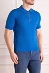 Zilli Silk polo blue for men - Embossed pattern. 100% silk. Closure: Zipper. Country of manufacture: Italy. Care: specialized cleaning - photo 3