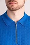 Zilli Silk polo blue for men - Embossed pattern. 100% silk. Closure: Zipper. Country of manufacture: Italy. Care: specialized cleaning - photo 5