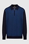 Zilli Long Sleeve Polo in Silk and Cashmere blue for men - Textured pattern, a combination of two shades. Long sleeve. 60% cashmere, 40% silk. Closure: Zipper. Country of manufacture: Italy. Care: specialized cleaning - photo 1