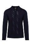 Zilli Long Sleeve Polo in Silk and Cashmere blue for men - Embossed pattern. Long sleeve. 60% cashmere, 40% silk. Closure: Zipper. Country of manufacture: Italy. Care: specialized cleaning - photo 1