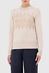 Peserico Beige jumper for women - Decoration: embroidery on the front. 70% wool, 20% silk, 10% cashmere. Country of manufacture: Italy. Care: specialized cleaning - photo 3