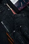 Scissor Scriptor Black cotton and polyurethane jeans for men - logo, contrast stitching. 97% cotton, 3% polyurethane. Closure: button, zipper. Three side pockets, two back pockets. Country of origin: Italy. Care: specialized cleaning - photo 7