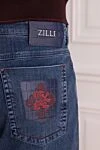 Zilli Jeans made of dense blue denim with a uniform boiled effect
- logo, contrast stitching, crocodile leather. 98% cotton, 2% elastane. Closure: button, zipper. Three side pockets, two back pockets. Country of origin: France. Care: specialized cleaning - photo 5