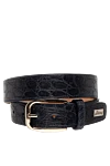 Brioni Blue leather belt for men - Textured leather. 100% crocodile leather. Size: Width 4cm. Buckle. Country of origin: Italy. Care: specialized cleaning - photo 1