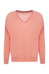 Cappellini Pink jumper for women - V-neck. 60% linen, 40% cotton. Country of manufacture: Italy. Care: specialized cleaning - photo 1