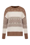 Peserico Beige jumper for women - fancy contrasting pattern. 70% wool, 20% silk, 10% cashmere. Country of manufacture: Italy. Care: specialized cleaning - photo 1