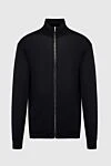 Cesare di Napoli Black men's wool cardigan - 100% wool. Closure: Zipper. Two side pockets. Country of manufacture: Italy. Care: specialized cleaning - photo 1