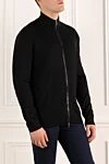 Cesare di Napoli Black men's wool cardigan - 100% wool. Closure: Zipper. Two side pockets. Country of manufacture: Italy. Care: specialized cleaning - photo 3