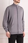 Cesare di Napoli Men's gray wool cardigan - 100% wool. Closure: Zipper. Two side pockets. Country of manufacture: Italy. Care: specialized cleaning - photo 3