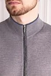 Cesare di Napoli Men's gray wool cardigan - 100% wool. Closure: Zipper. Two side pockets. Country of manufacture: Italy. Care: specialized cleaning - photo 5