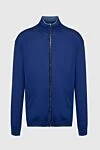 Cesare di Napoli Blue men's wool cardigan - 100% wool. Closure: Zipper. Two side pockets. Country of manufacture: Italy. Care: specialized cleaning - photo 1